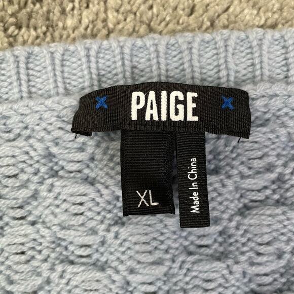 PAIGE Olette Wool Blend Chunky Boxy Crewneck Sweater Vintage Sky Blue Sz XL NWOT - Picture 7 of 15
